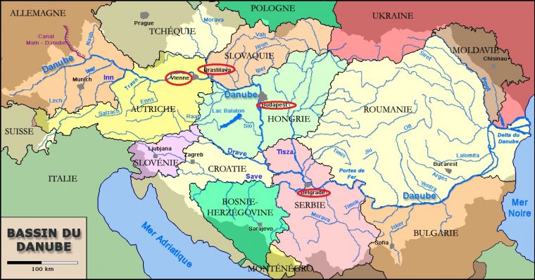 Capitales D'europe Traversées Par Le Danube à Carte Europe Pays Et Capitale