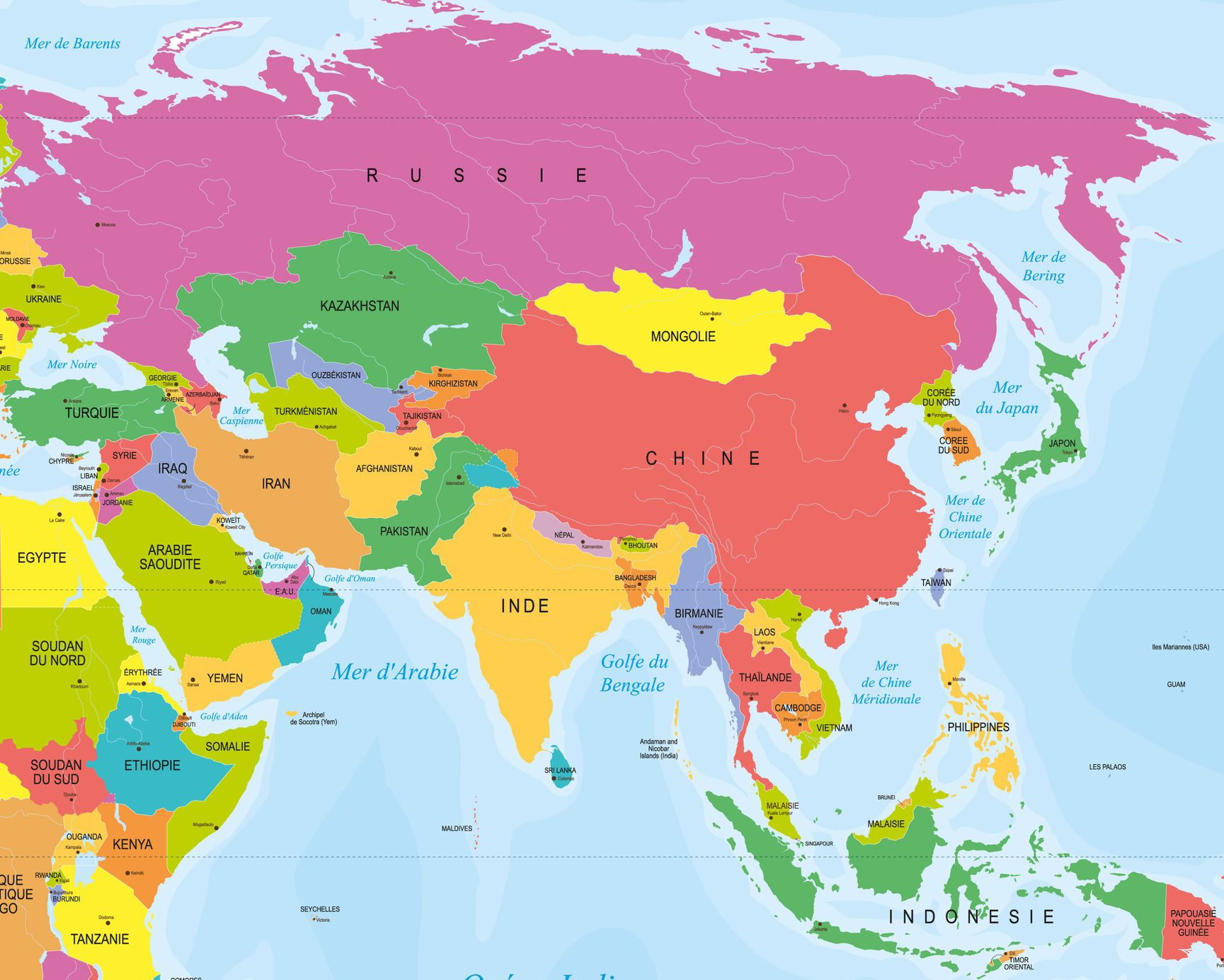 Capitales En Asie Par Pays Avec Une Carte Pour Leurs dedans Carte Europe Capitales Et Pays 