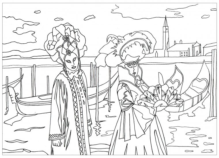 Carnaval De Venise – Coloriage Adulte – Coloriages Pour Enfants intérieur Coloriage De Carnaval A Imprimer Gratuit