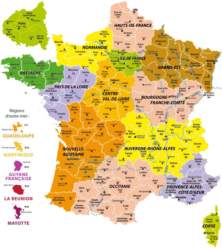 Carte 13 Region avec Les 13 Régions