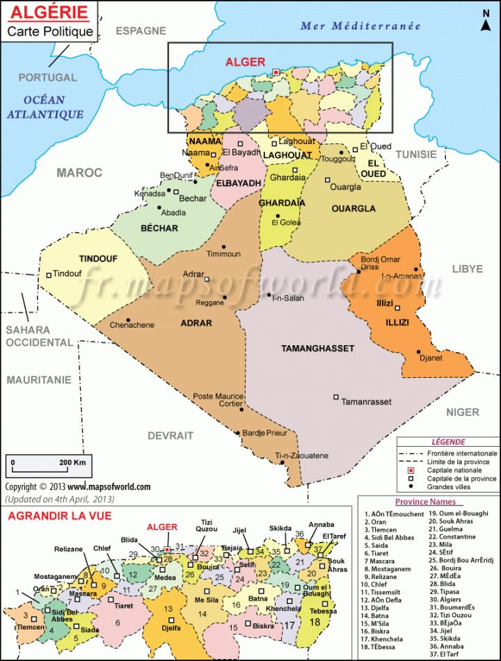 Carte Algérie | Carte De L'algérie à Carte De France Avec Region