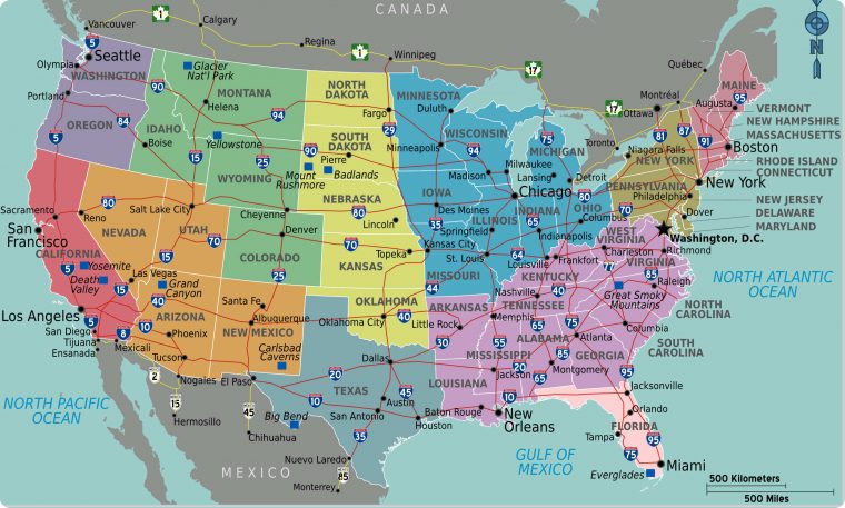 Carte Autoroutes Usa Etats Unis | Carte Californie, Carte destiné Carte Etat Amerique