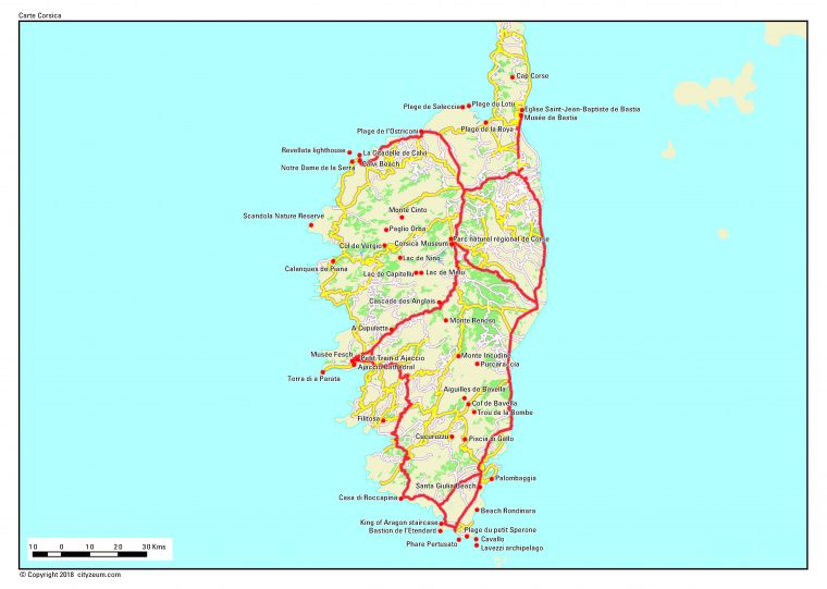 Carte De Corse Plan Des 91 Lieux À Voir concernant Carte De France Grande Ville