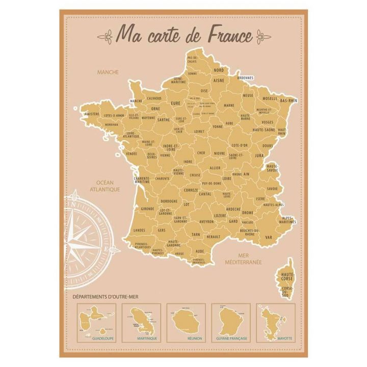 Carte De France À Gratter – Les Boutiques Du Net – Cadeau Rigolo à Carte De France Avec Département