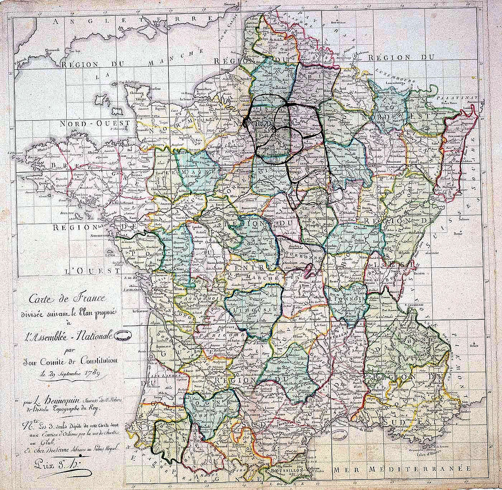 Carte De France À La Révolution: Création Des Départements concernant Carte De Region France