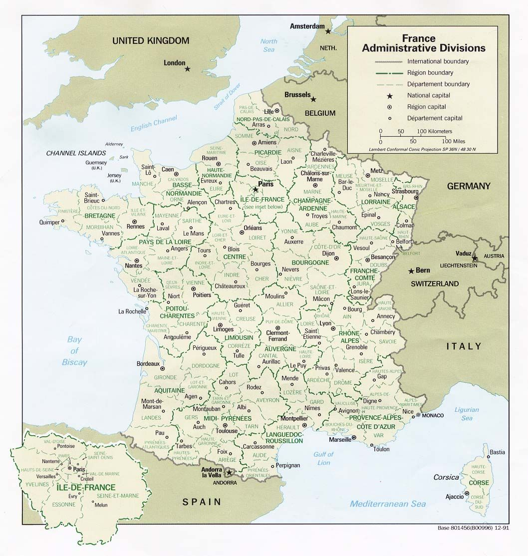 Carte De France Administrative Découpées En Régions Et pour Carte France Avec Departement 