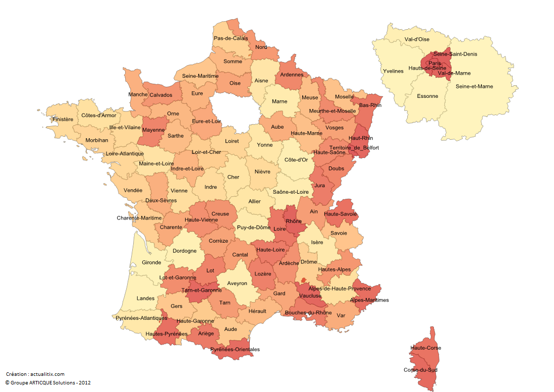 Carte De France Avec Départements - Les Noms Des Départements à Carte De France Avec Les Départements