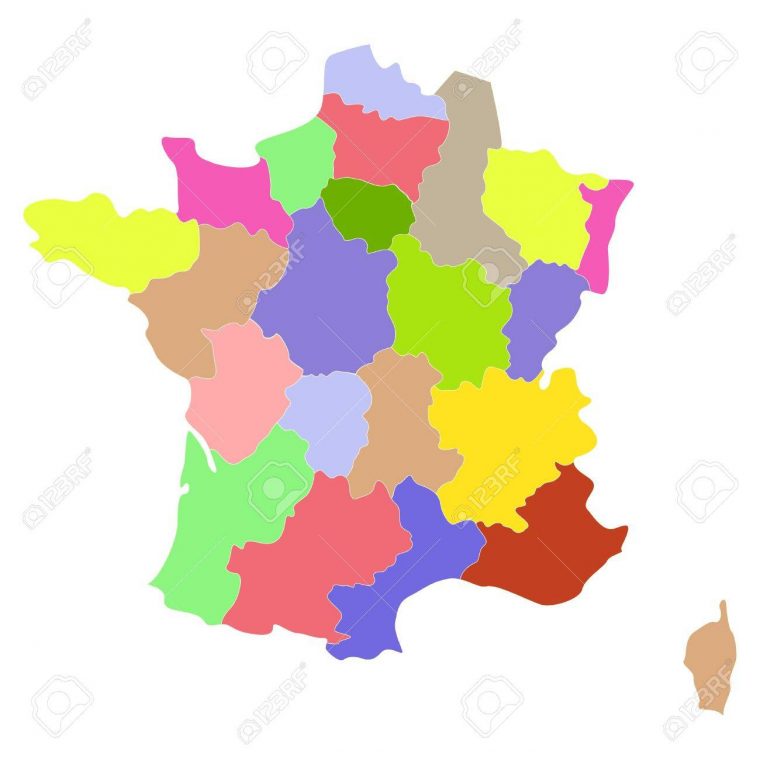 Carte De France Avec Les Régions Et Les Comtés. intérieur Carte De La France Avec Les Régions