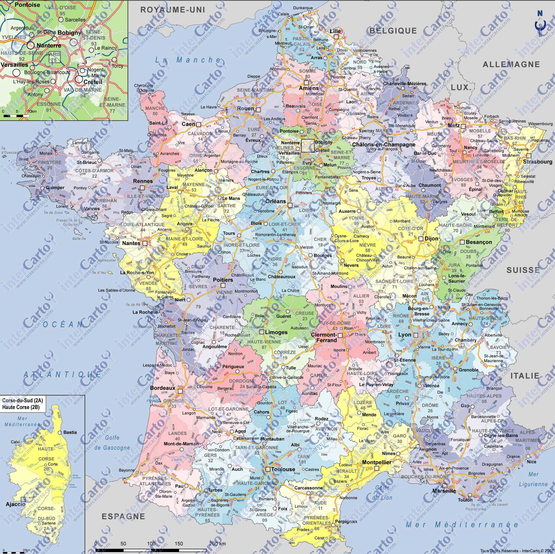 Carte De France Avec Ville encequiconcerne Carte De France Avec Les Départements