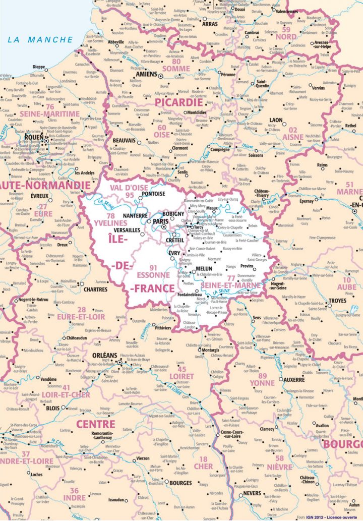 Carte De France: Carte Île De France Départements destiné Plan De La France Par Departement