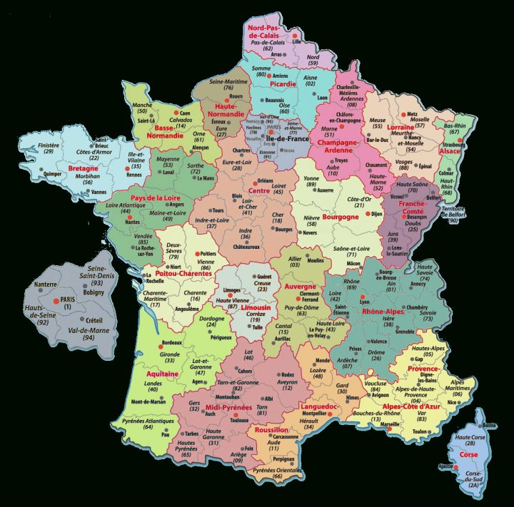 Carte De France Departements : Carte Des Départements De France à Carte Des Régions De France À Imprimer