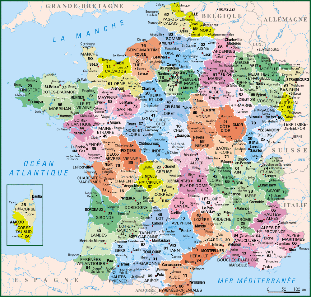 Carte De France Departements : Carte Des Départements De France avec Carte De France Departement À Imprimer 