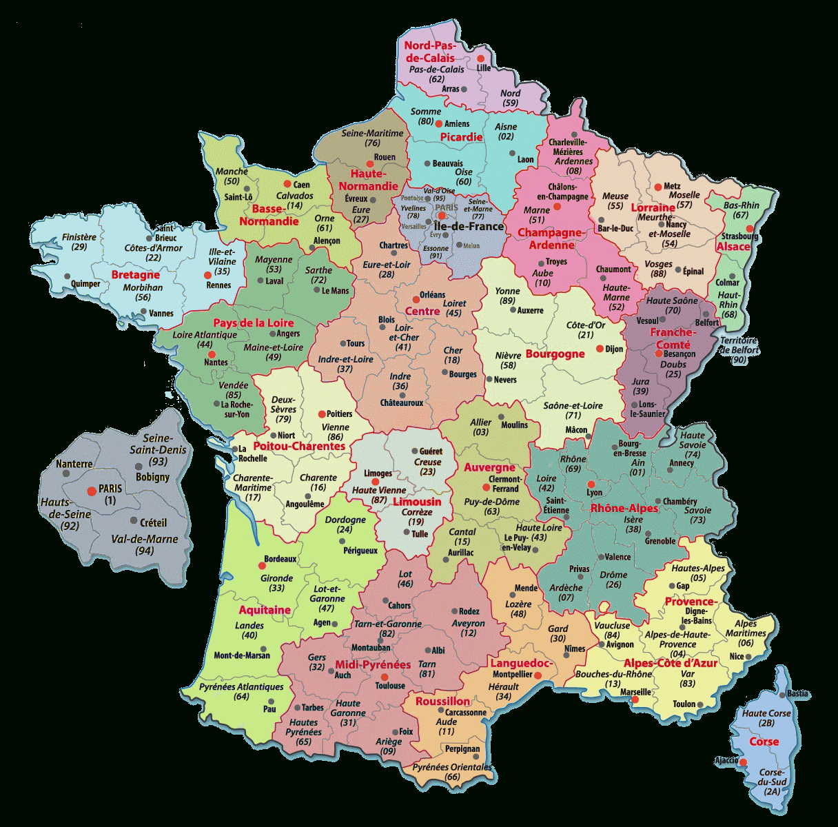 Carte De France Departements : Carte Des Départements De France dedans Carte Des Nouvelles Régions En France 