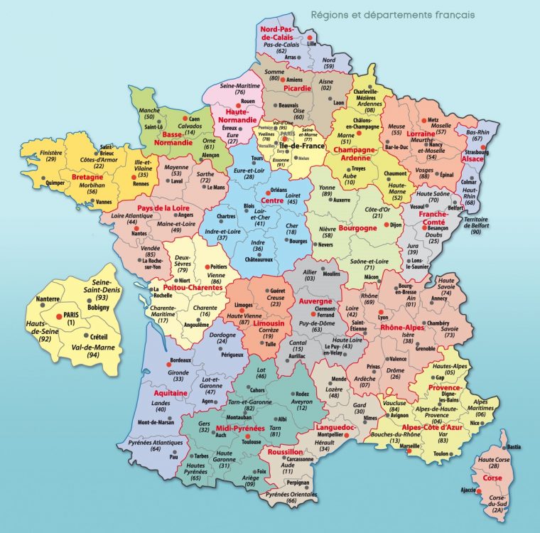 Carte De France Départements Et Régions dedans Département 13 Carte