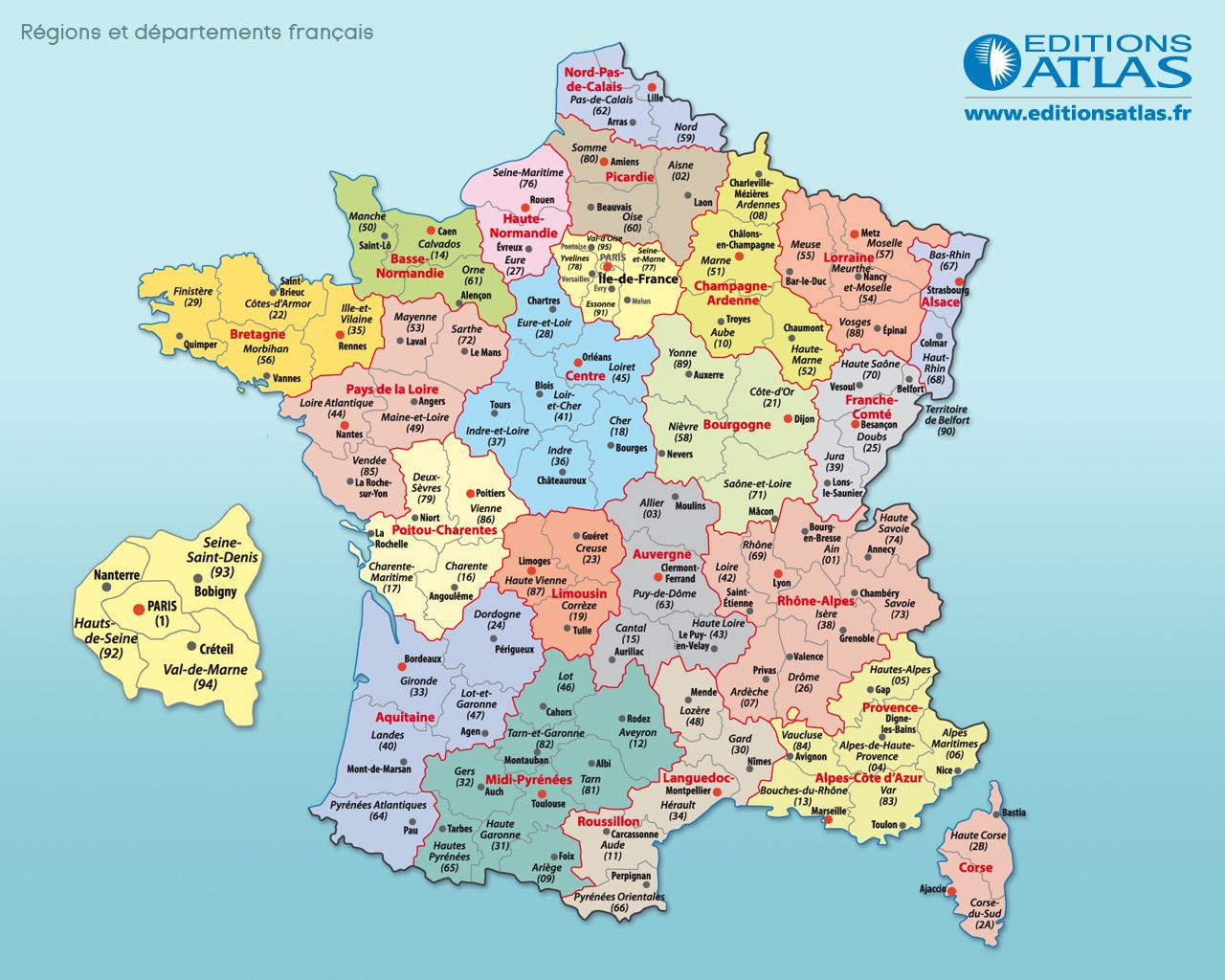 Carte De France : Départements, Villes Et Régions | Arts Et avec Carte De France Avec Les Départements
