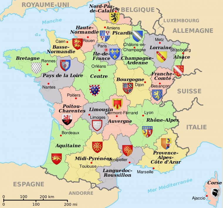 Carte De France Des 22 Anciennes Régions intérieur Carte France Avec Region