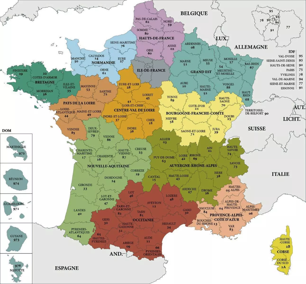 Carte De France Des Regions : Carte Des Régions De France En dedans Carte De France Avec Départements Et Préfectures 
