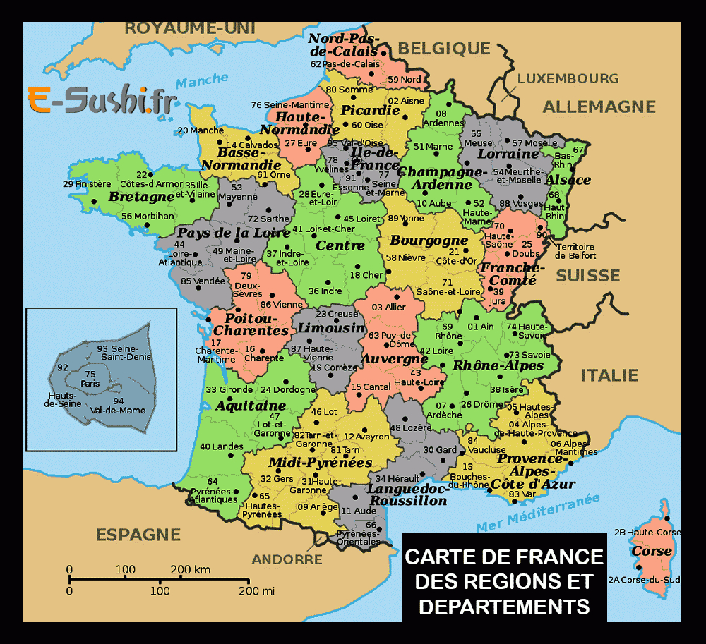 Carte De France Des Régions Images » Vacances - Arts- Guides à Départements Et Régions De France