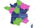 Carte De France Divisée En 13 Régions Métropolitaines Administratives,  Depuis 2016. Quatre Couleurs. Illustration Vectorielle. à Carte Des 13 Régions