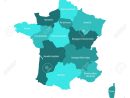 Carte De France Divisée En 13 Régions Métropolitaines Administratives,  Depuis 2016. Quatre Nuances De Vert. Illustration Vectorielle. dedans Carte Des 13 Régions