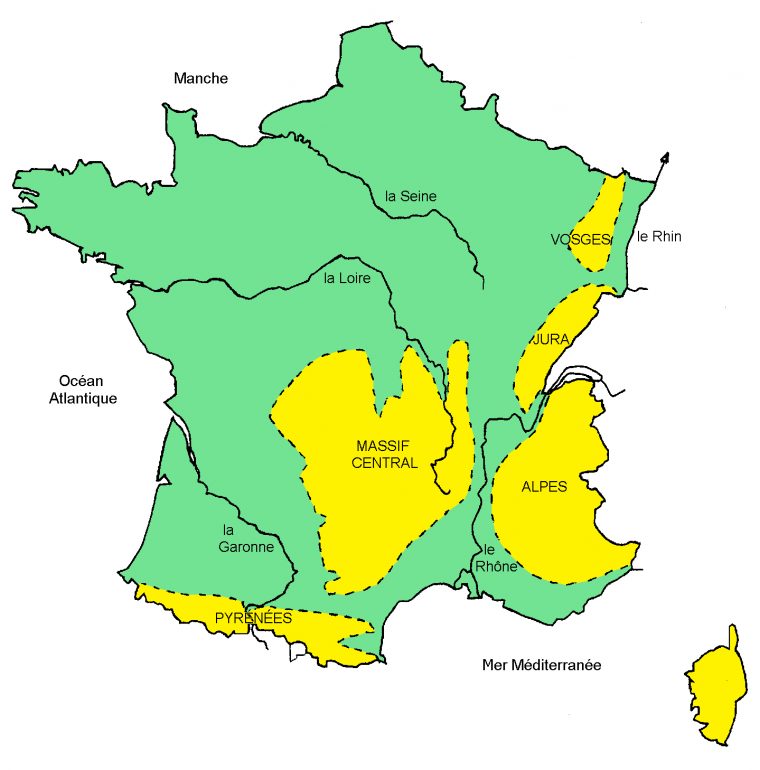 Carte De France Fleuves Et Montagnes » Vacances – Arts pour Carte Fleuve France