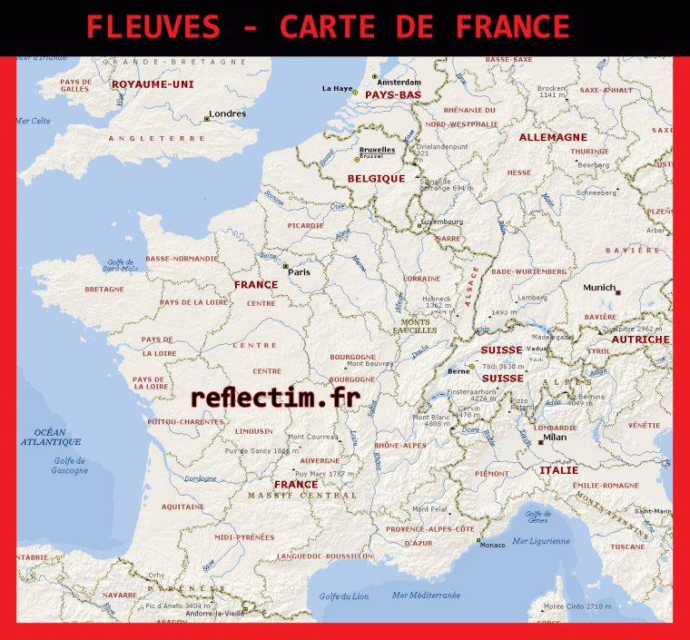 Carte De France Fleuves – Voyages – Cartes à Carte Fleuve France