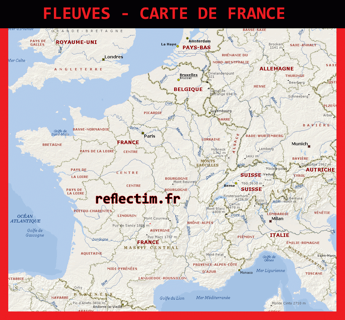 Carte De France Fleuves - Voyages - Cartes pour Carte De France Avec Les Villes 