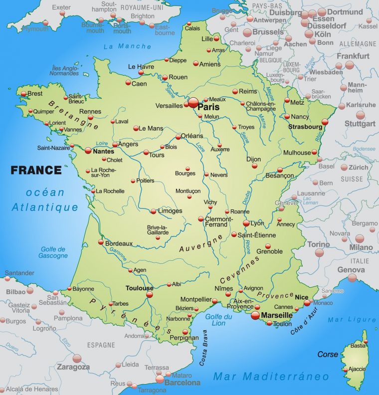 Carte De France – France Carte Des Villes, Régions dedans Carte Des Fleuves En France