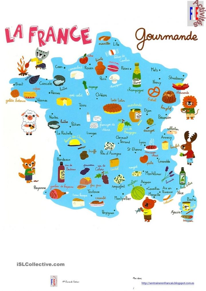 Carte De France Gourmande | Carte De France, Fle Et Géographie pour Apprendre Les Départements En S Amusant