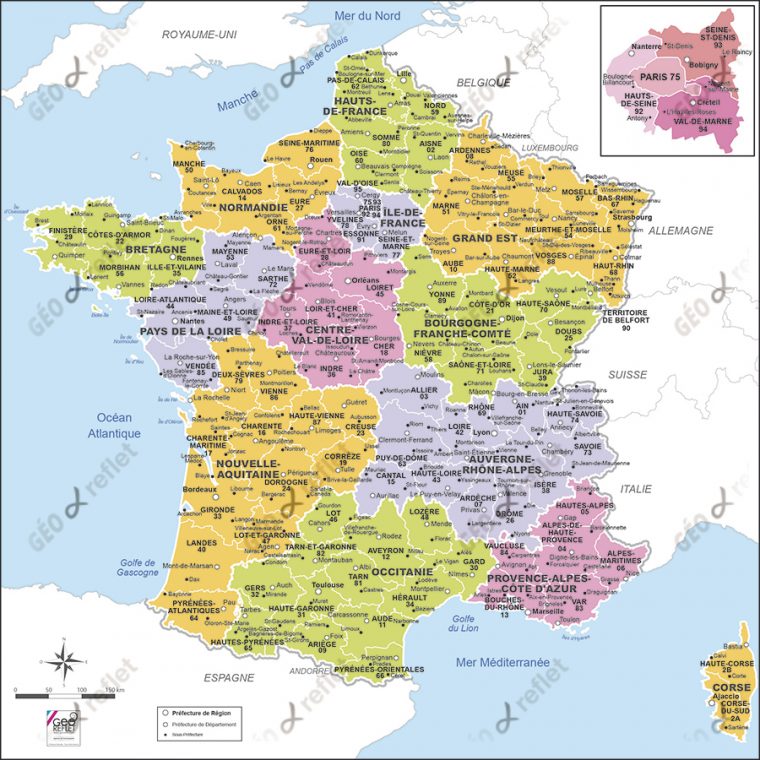 Carte De France Métropolitaine Vecteur à Carte De France Nouvelles Régions