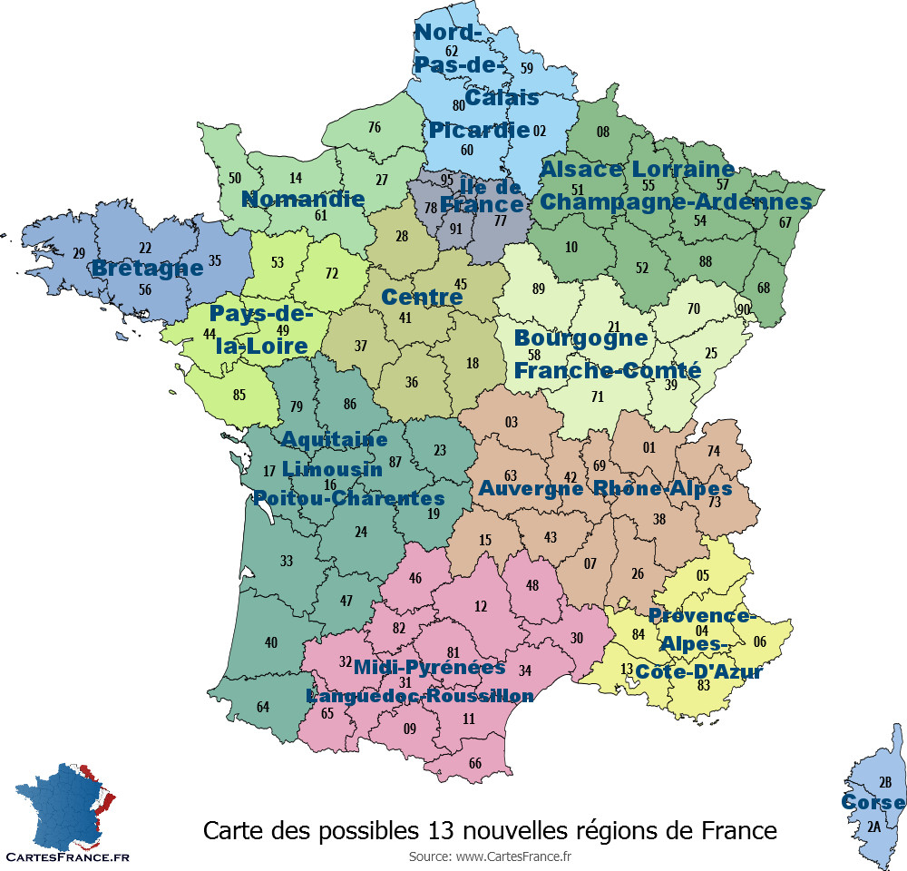 Carte De France Region - Carte Des Régions Françaises concernant Combien De Region En France 