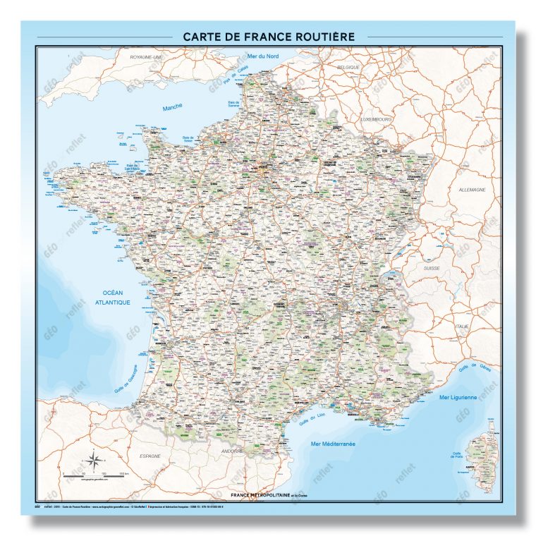 Carte De France Routière – Affiche 1Mx1M – Mise À Jour 2019 tout Carte De France Grand Format