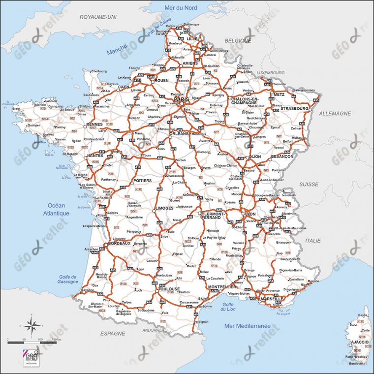 Carte De France Routière Vecteur concernant Carte De France Imprimable