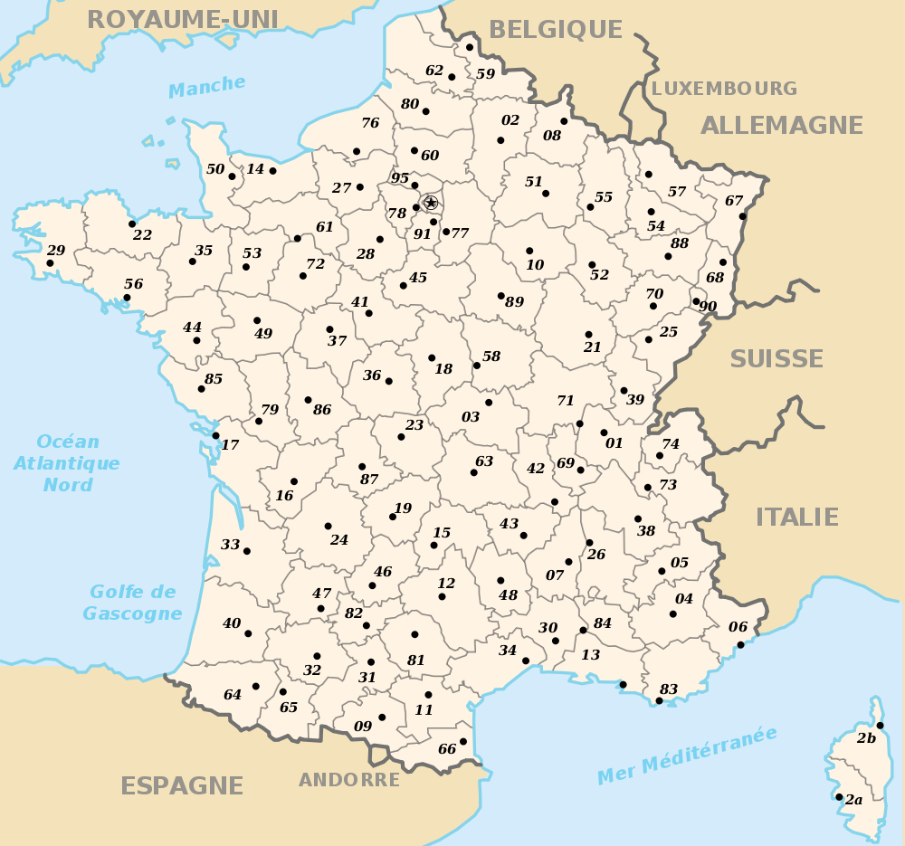 Carte De France Vierge Avec Departements concernant Carte Départementale De La France 