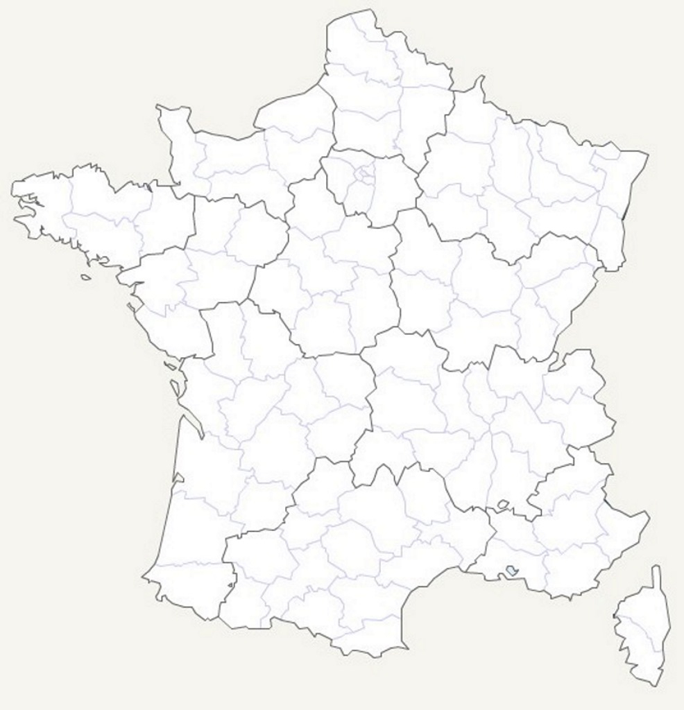 Carte De France Vierge Limites Regions Et Departements encequiconcerne Carte Vierge De La France