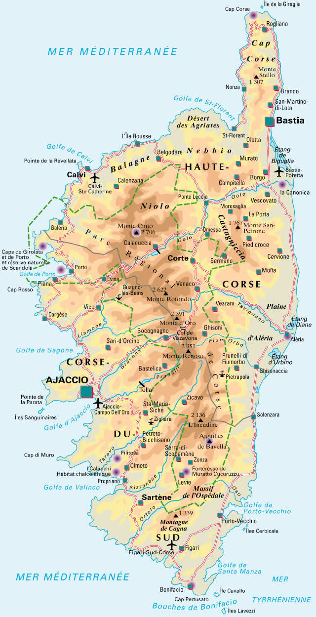 Carte De La Corse Detaillee, Visualisez La Carte De La Corse tout Carte De France Imprimable Gratuite 