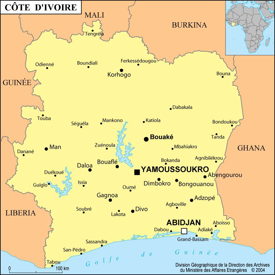 Carte De La Côte D&amp;#039;ivoire - Routière, Administrative, Villes pour Carte De L Europe 2017 