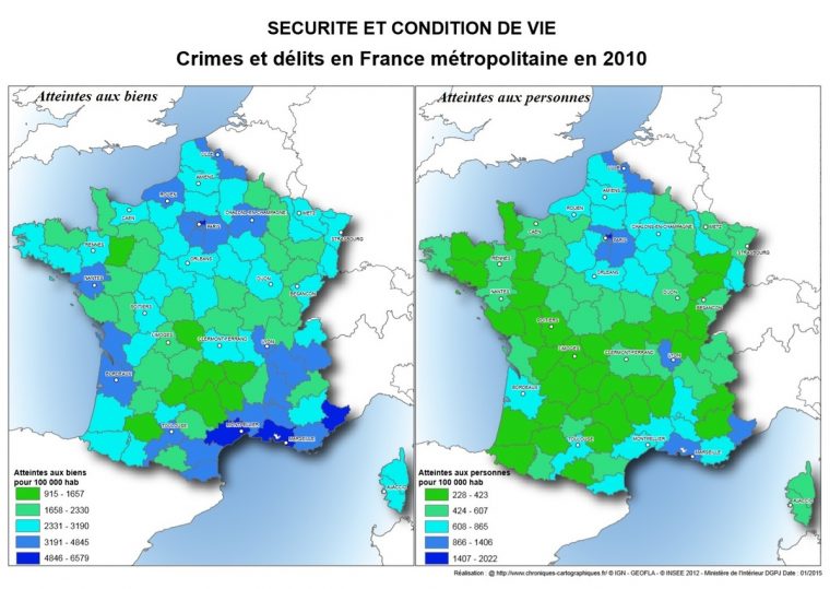 Carte De La Criminalité En France – Chroniques Cartographiques encequiconcerne Combien De Departement En France