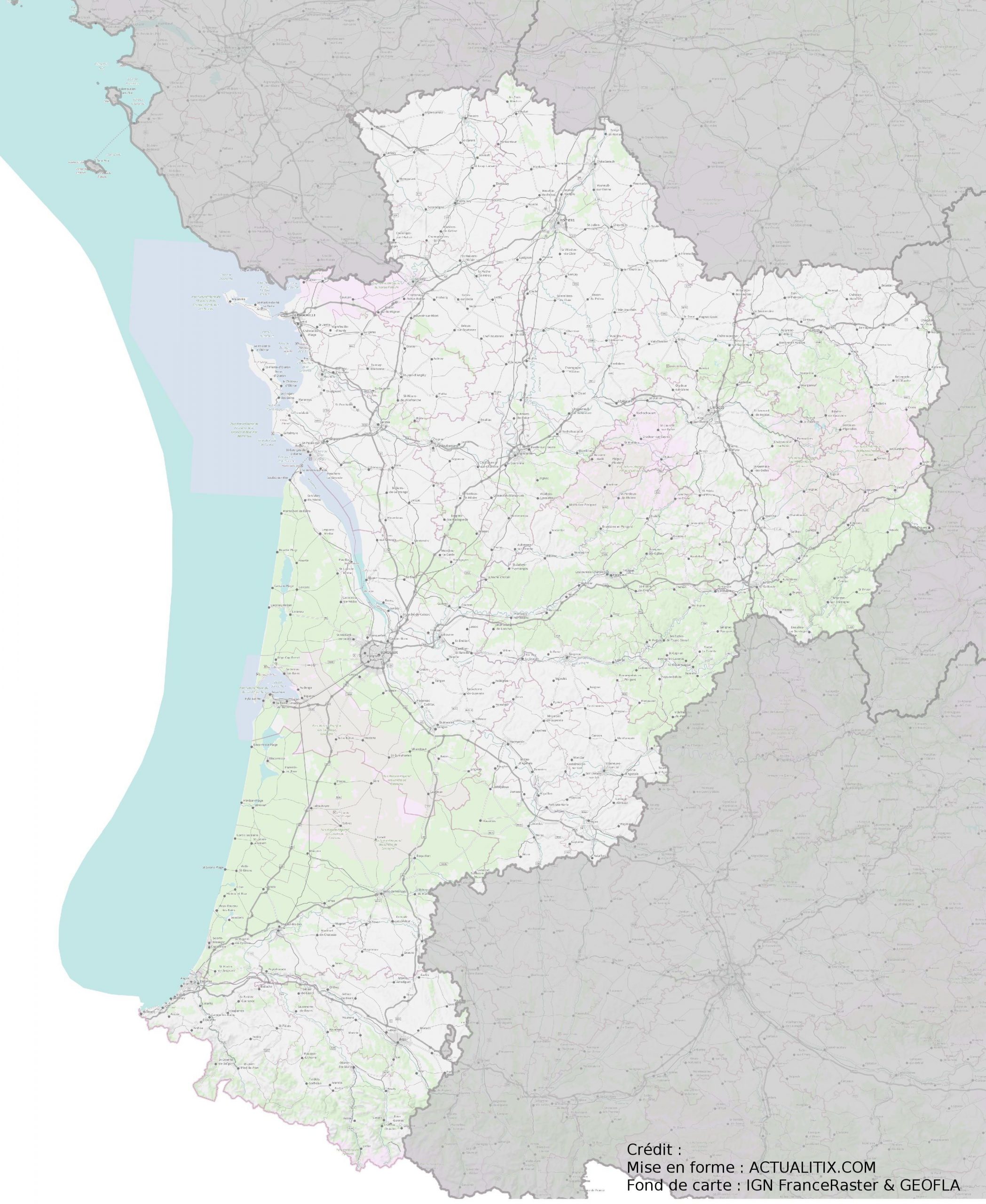 Carte De La Nouvelle-Aquitaine - Nouvelle-Aquitaine Cartes serapportantà Carte Des Nouvelles Régions En France 