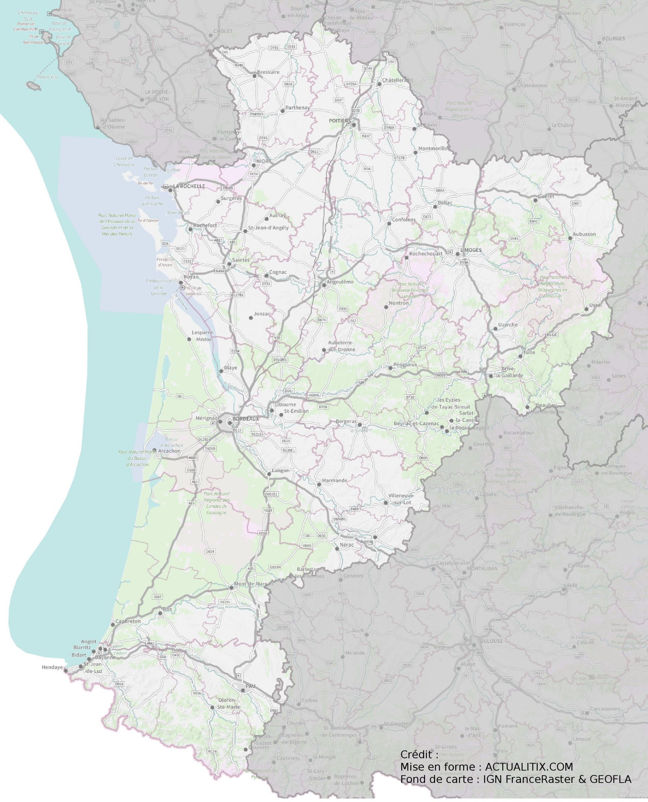 Carte De La Nouvelle-Aquitaine - Nouvelle-Aquitaine Cartes tout Carte De France Vierge Nouvelles Régions 