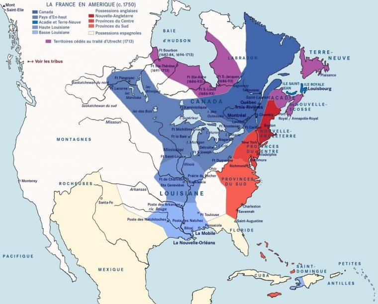 Carte De La Nouvelle-France En 1750, Avec Les Différentes encequiconcerne Carte Nouvelle Région France