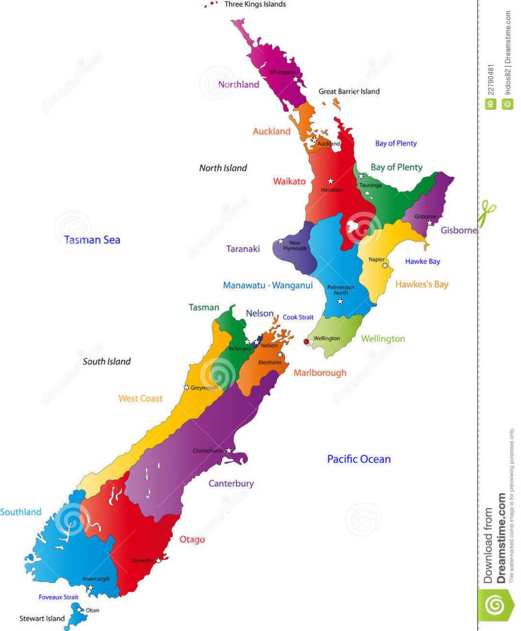 Carte De La Nouvelle Zélande Illustration De Vecteur serapportantà Carte Nouvelle Region