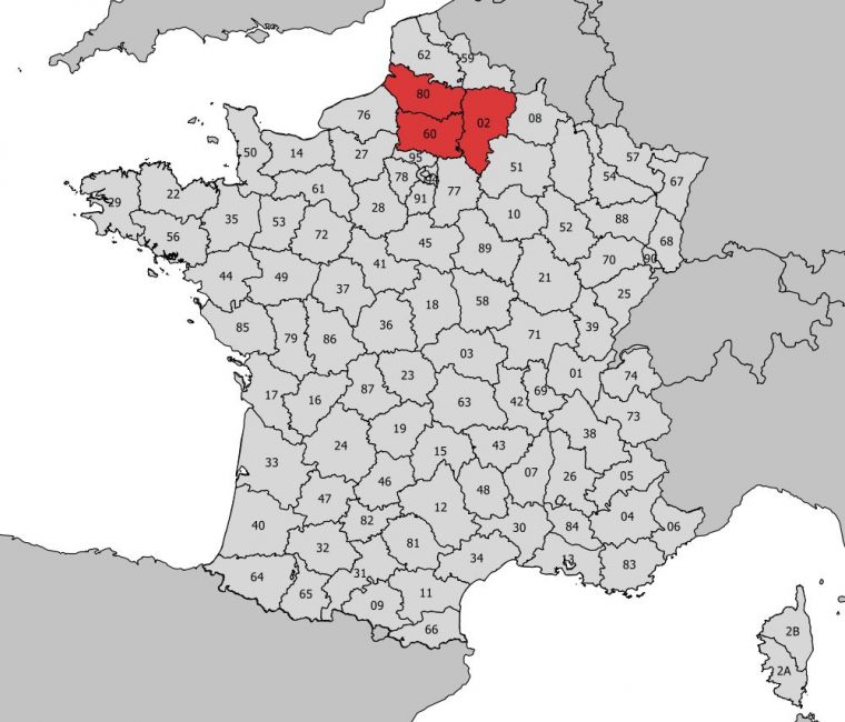 Carte De La Picardie – Découvrir La Régions, Départements tout Numéro Des Départements