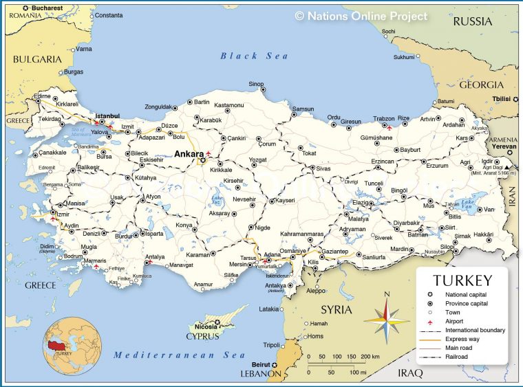 Carte De La Turquie – Relief, Administrative, Régions, Climat dedans Carte Des Fleuves En France