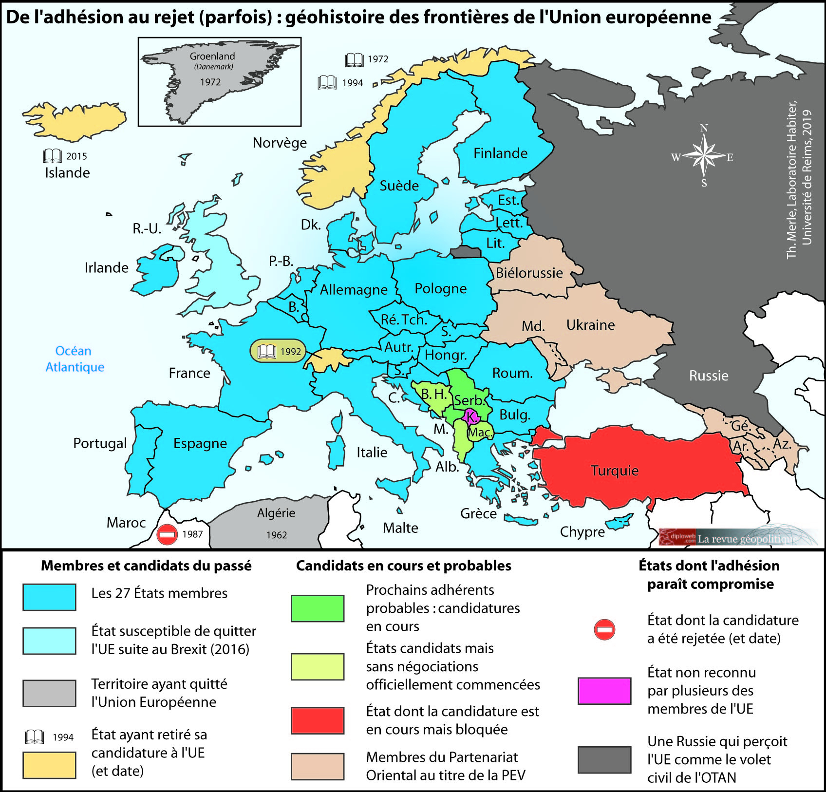 Carte. De L&amp;#039;adhésion Au Rejet (Parfois) : Géohistoire Des dedans Carte Union Européenne 28 Pays 