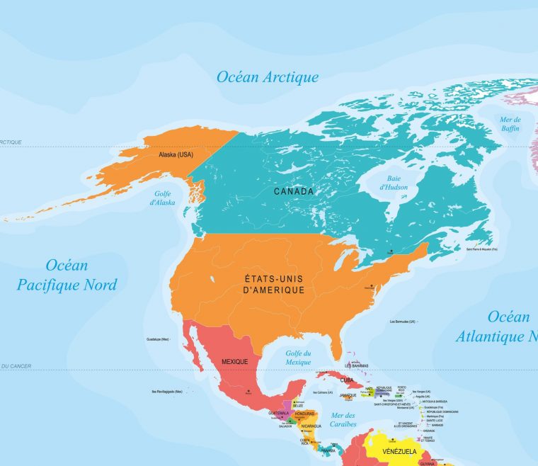 Carte De L'amérique Du Nord Et Centrale – Pays, Relief dedans Carte Des Pays De L Europe
