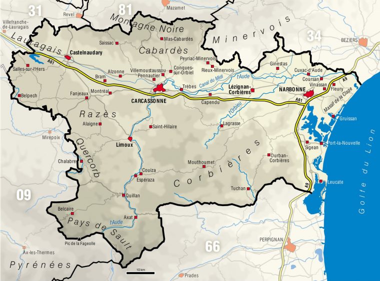 Carte De L'aude – Aude Carte Du Département 11 – Villes dedans Carte Region Departement