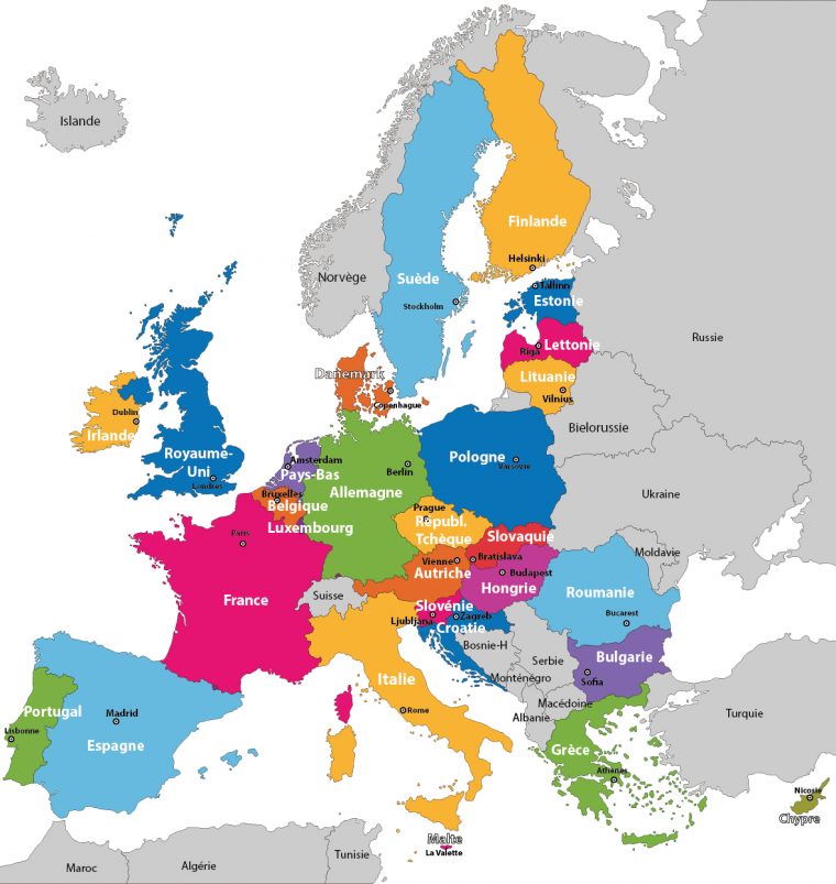 Carte De L'europe À Imprimer, Les Pays, Les Capitales avec Carte Des Capitales De L Europe