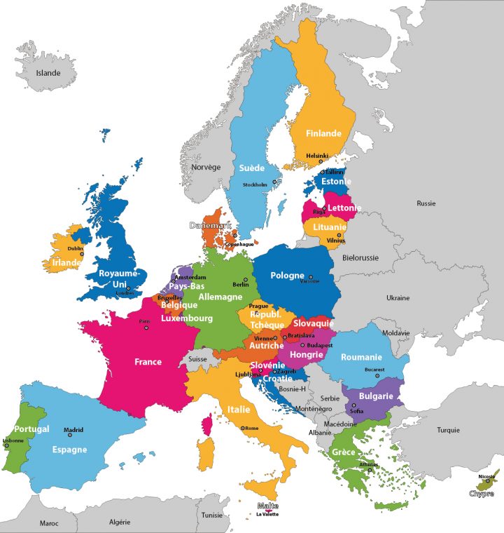 Carte De L'europe À Imprimer, Les Pays, Les Capitales serapportantà Carte Europe Avec Capitale