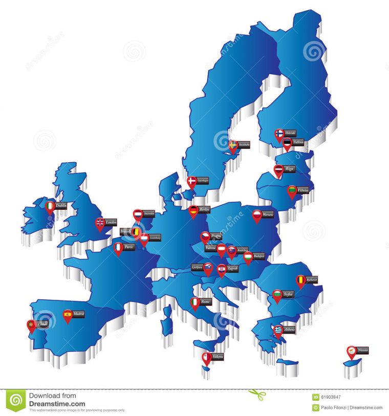 Carte De L'europe Avec Des Indicateurs De Capital Image tout Europe Carte Capitale